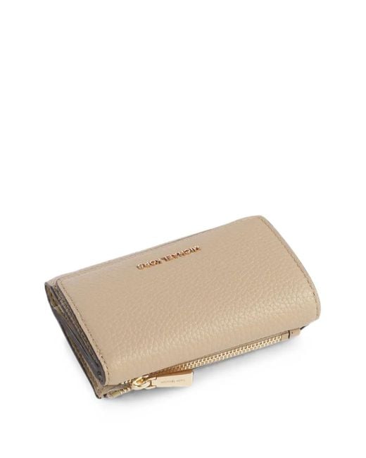 Michael Kors Natural Grained-Leather Trifold Wallet