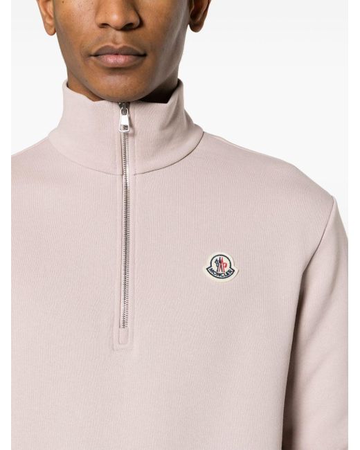 Moncler Pink Logo Appliqué Cotton Sweatshirt for men