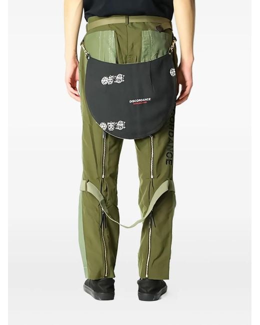 Children of the discordance Logo-Print Cargo Trousers in Green for