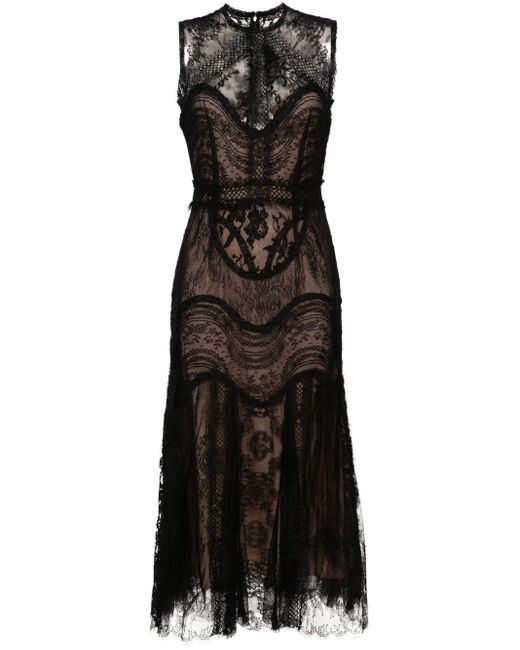 Costarellos Black Flared Lace Maxi Dress