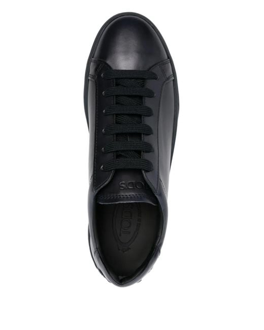 Tod's Black Leather Lace-Up Sneakers for men