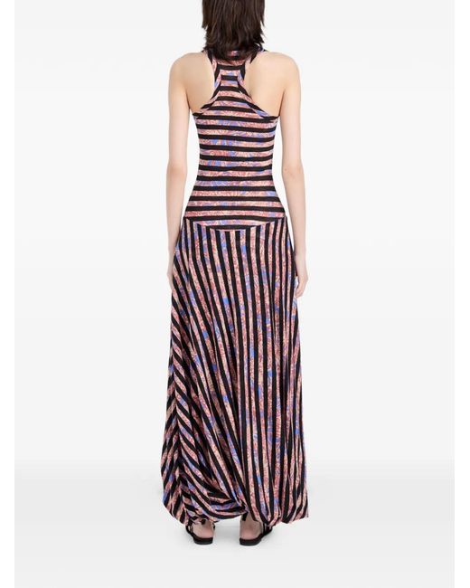 Proenza Schouler Purple Nour Printed Striped Midi Dress