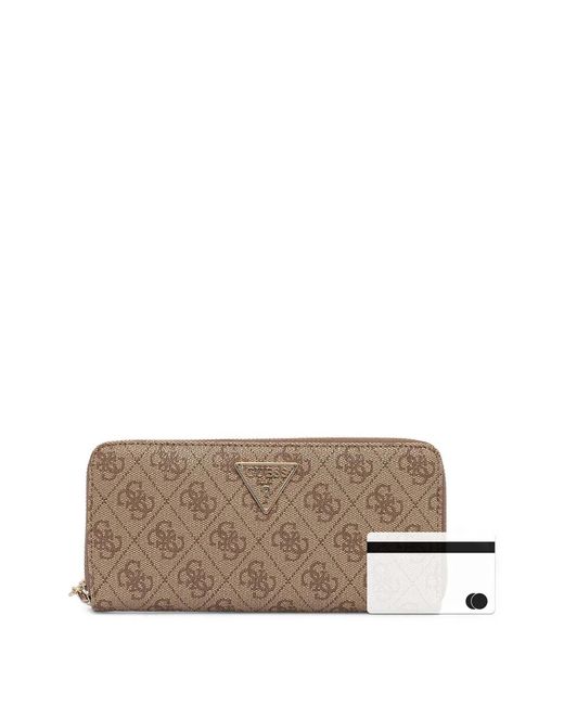 Guess Brown Laurel Monogram-print Logo-plaque Wallet