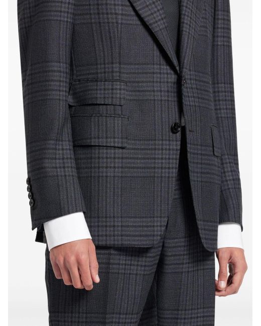 Tom Ford Blue Check-pattern Single-breasted Suit for men