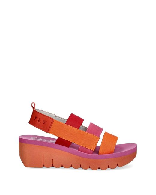 Fly London Red Multi-Strap Platform Sandals