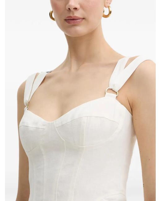 Bardot White Serafina Corset-Style Buckled-Strap Top
