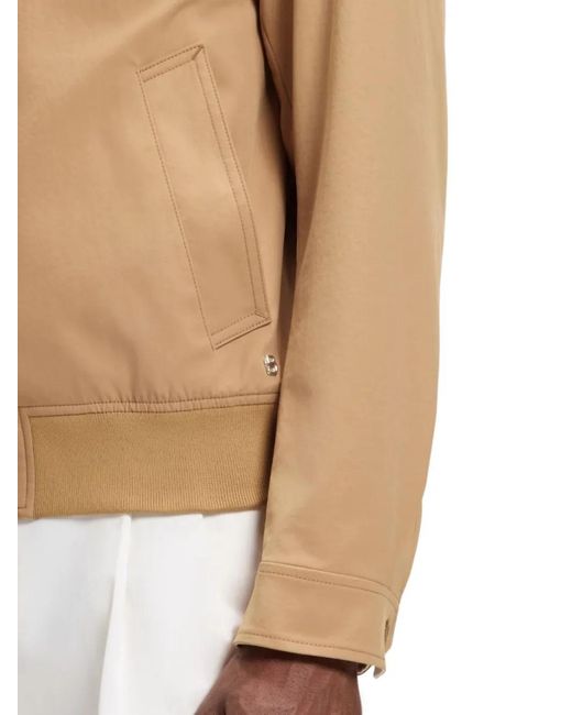 Boss Natural Check-Pattern Zip-Up Bomber Jacket for men