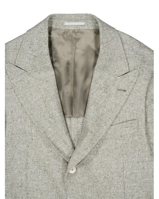 Brunello Cucinelli Blazer Met Visgraatpatroonn in het Gray voor heren
