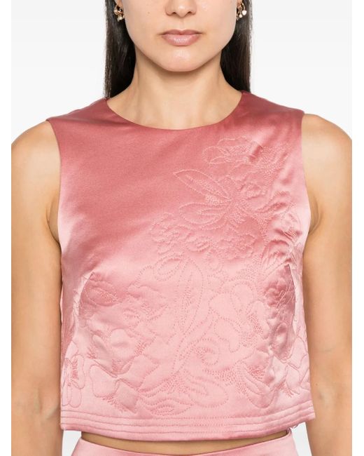Ermanno Scervino Pink Floral-Embroidered Top