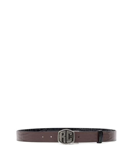 Roberto Cavalli White Ceinture Réversible À Effet Peau De Crocodile for men