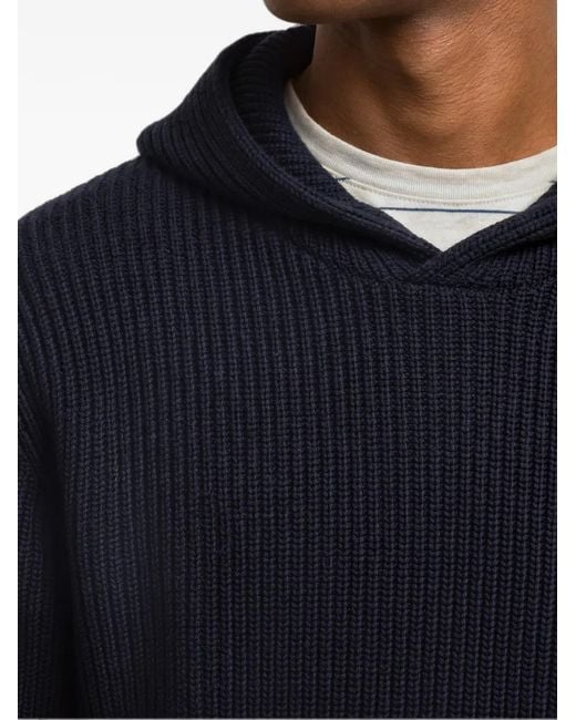 Orlebar Brown Blue Kirk Chunky Rib-Knit Hoodie for men