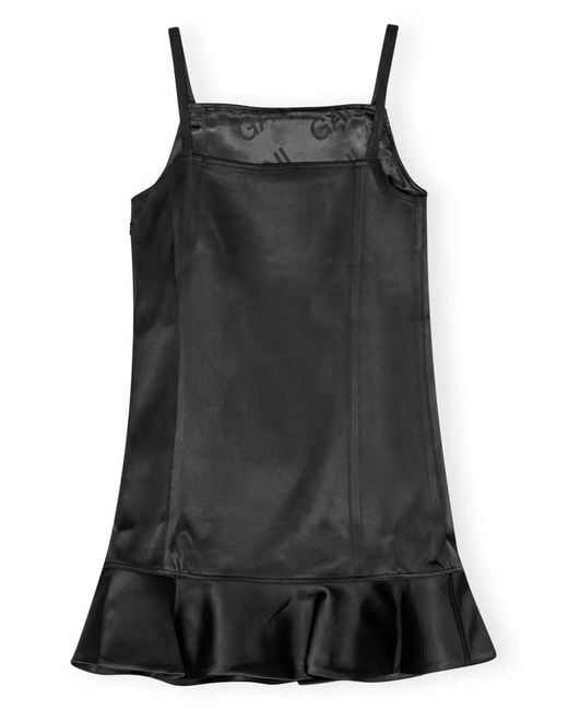 Ganni Black Short Dress With Ruffles