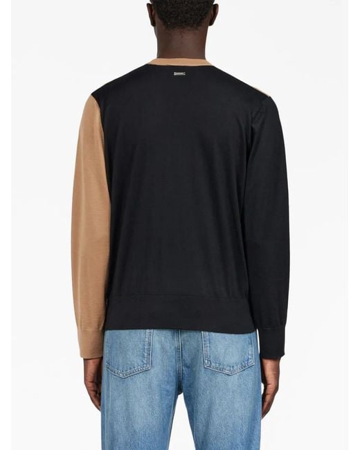 Ferragamo Black Colour-Block Cashmere Jumper for men