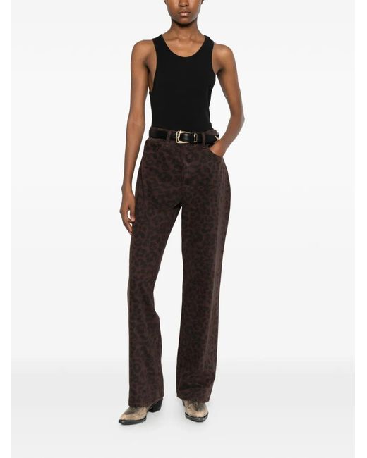 Rag & Bone Gray Shea Leopard-Print Jeans