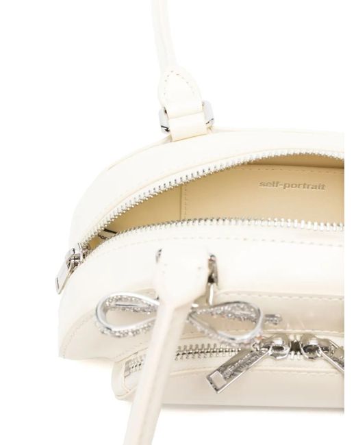 Self-Portrait White Mini Curved Schultertasche