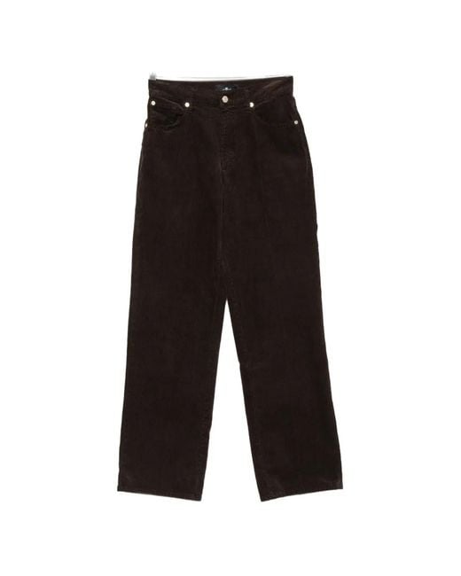 7 For All Mankind Black Stovepipe Belt-Loop Corduroy Trousers