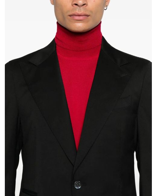 Bagnoli Sartoria Napoli Black Peak-Lapel Single-Breasted Suit for men