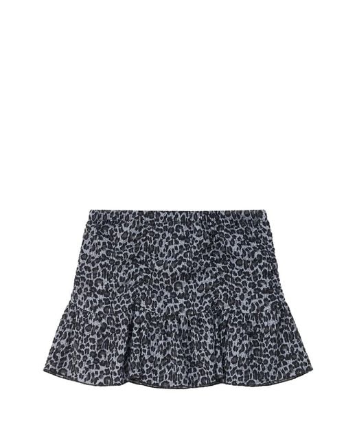 B+ AB Blue Leopard-Print Ruffled Mini Skirt