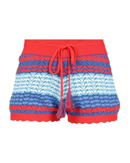 Gallo Red Striped Tassel-Detail Shorts