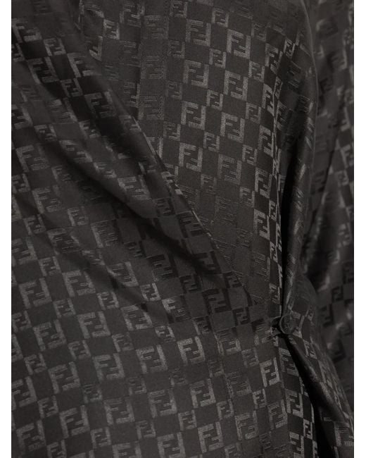 Fendi Black Monogram-Pattern Wrap Shirt