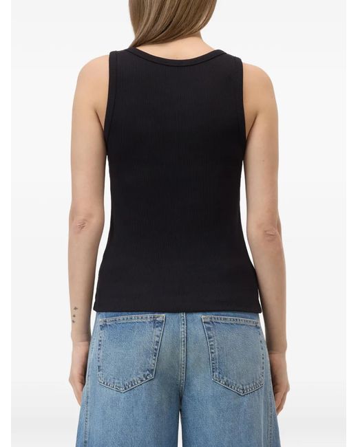 Closed Black Ribbed Tank Top