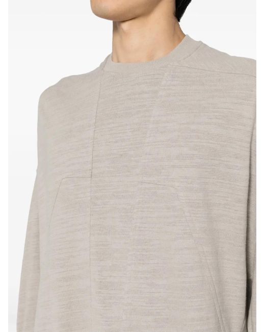Rick Owens White Slub Panelled Sweatshirt for men