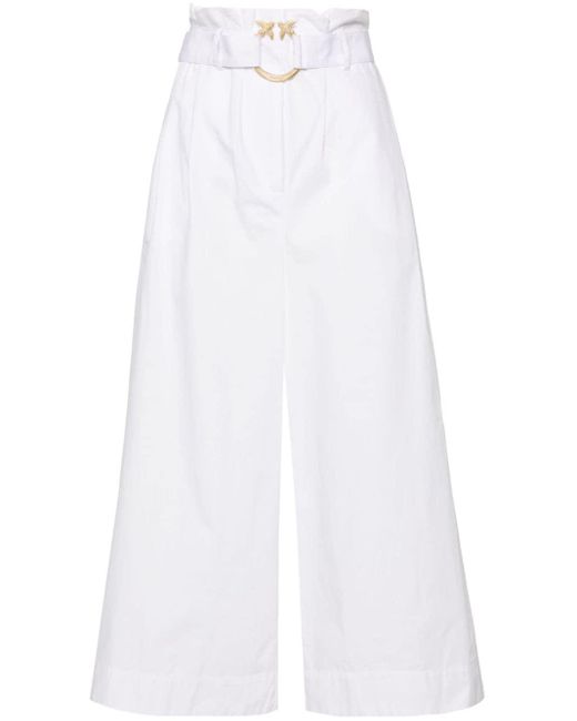 Pantalon court à taille haute Pinko en coloris White