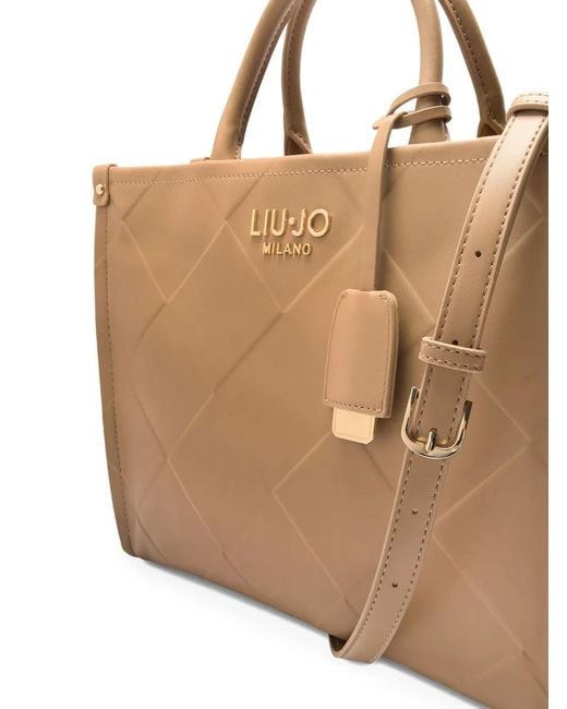 Liu Jo Brown Diamond-Pattern Tote Bag