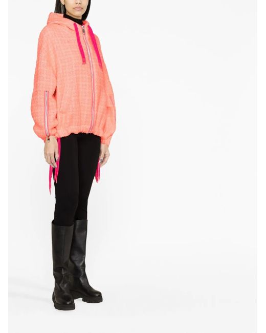 Khrisjoy Pink Tweed Drawstring Hood Jacket