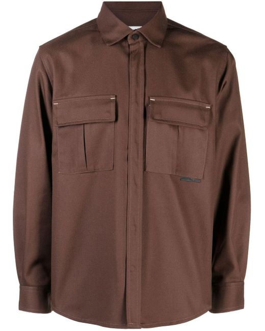 GR10K Brown Replicated Klopman Overshirt for men