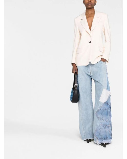MSGM Natural Single-button Blazer