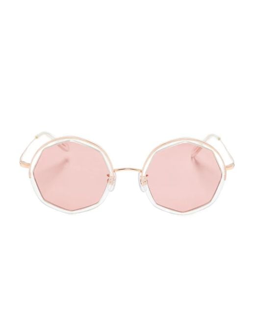Megane and Me Pink Edie Geometric-Frame Sunglasses