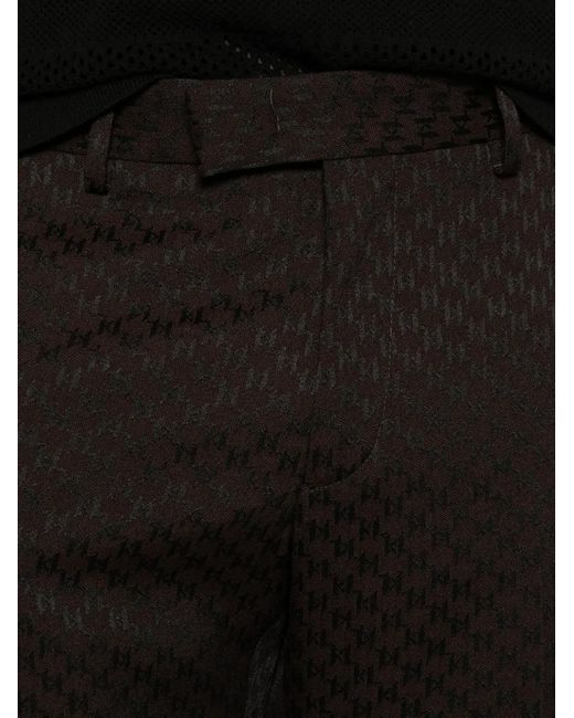 Karl Lagerfeld Black Road Monogram-Pattern Tailored Trousers for men