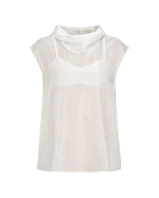 Sans Faff White Halo Cowl-Neck Blouse