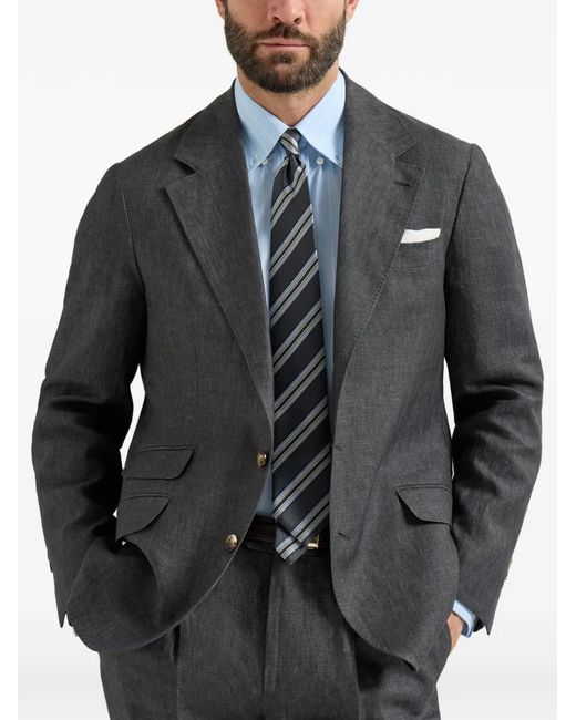 Brunello Cucinelli Gray Délave Linen Blazer for men