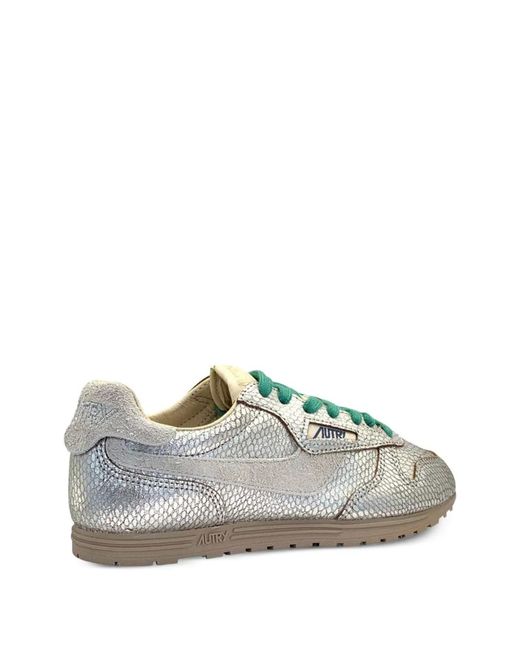 Autry White Snakeskin-Effect Metallic Sneakers