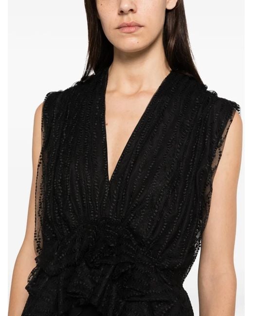 Alberta Ferretti Black Ruffled-Hem Top