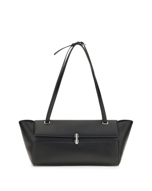 SAVETTE Black Symmetry Trapeze Leather Shoulder Bag