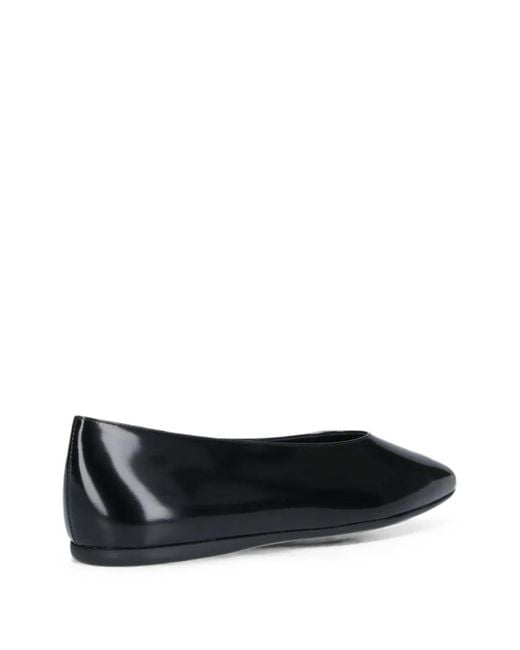 Prada Black Polished Leather Ballet Flats