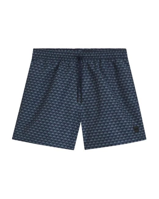 Boss Blue Geometric-print Swim Shorts for men