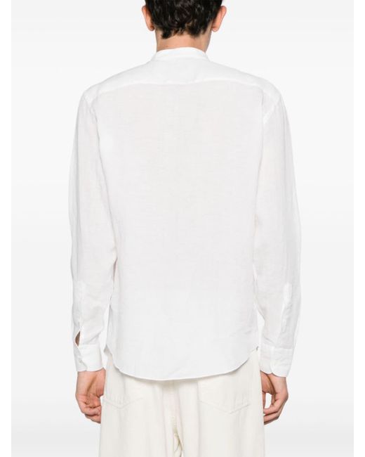 Zegna White Band-collar Linen Shirt for men