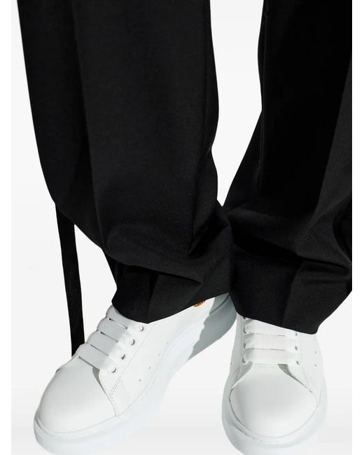 McQueen White Oversized Crystal-Embellished Leather Sneakers
