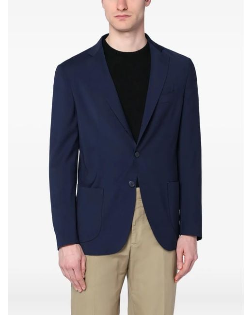 Santaniello Blue Single-Breasted Blazer for men