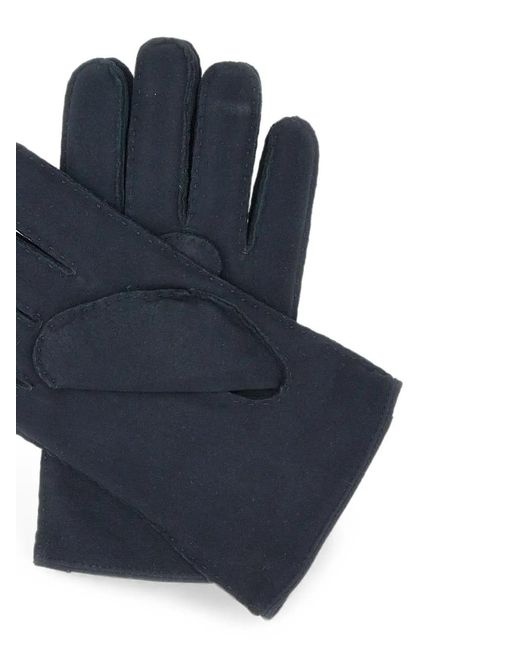 Gianni Chiarini Blue Suede Top-Stitch Gloves for men