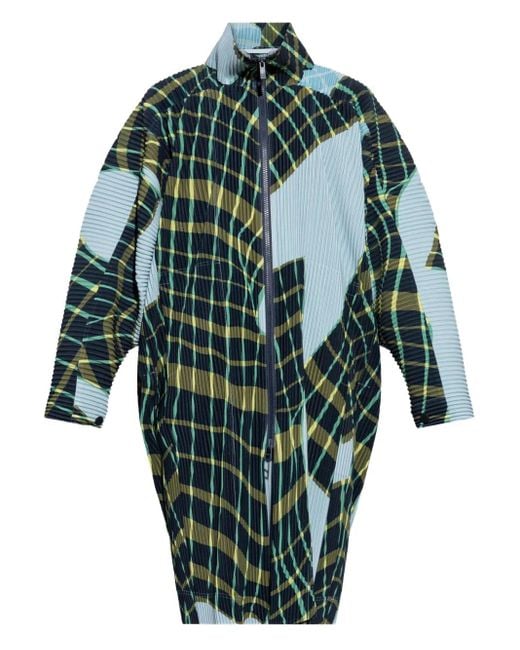 Homme Plissé Issey Miyake Blue Windswept Plaid Coat for men