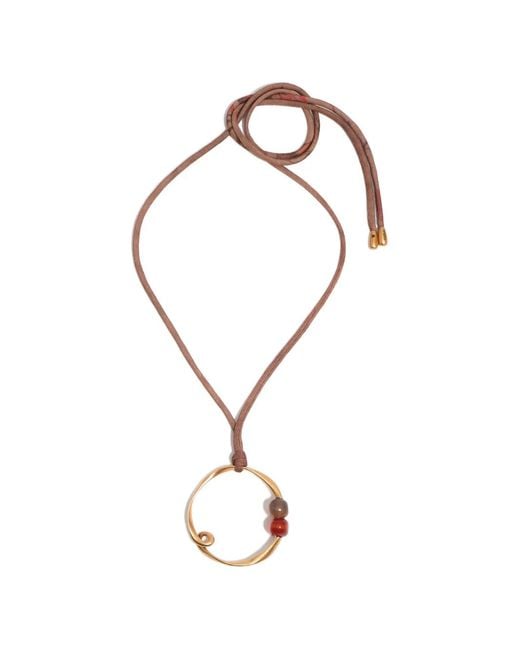 Bimba Y Lola Metallic Beaded Circle-Pendant Necklace