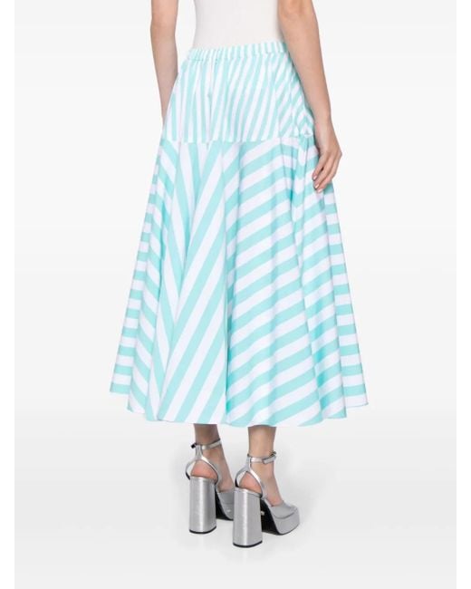Patou Blue Striped Cotton Maxi Skirt
