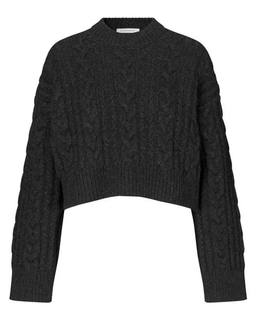 CECILIE BAHNSEN Black Vibeke Cropped Cable-Knit Wool Sweater
