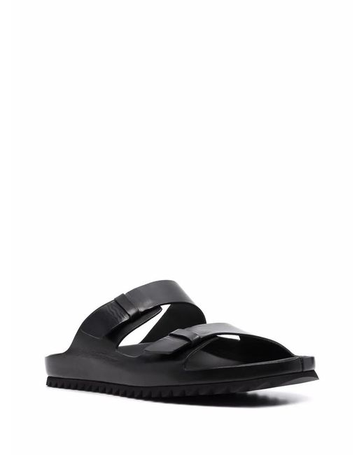 Officine Creative Black Double Strap Flat Sandals for men