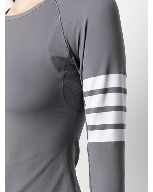 Thom Browne Gray 4-Bar Compression Long-Sleeve Top
